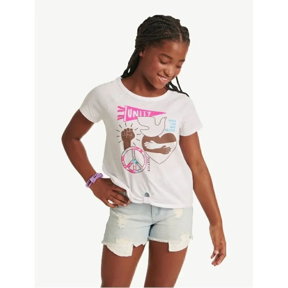 Justice Girls Lightweight Knot Front Graphic T-Shirts 2-Pack Size L (12/14)